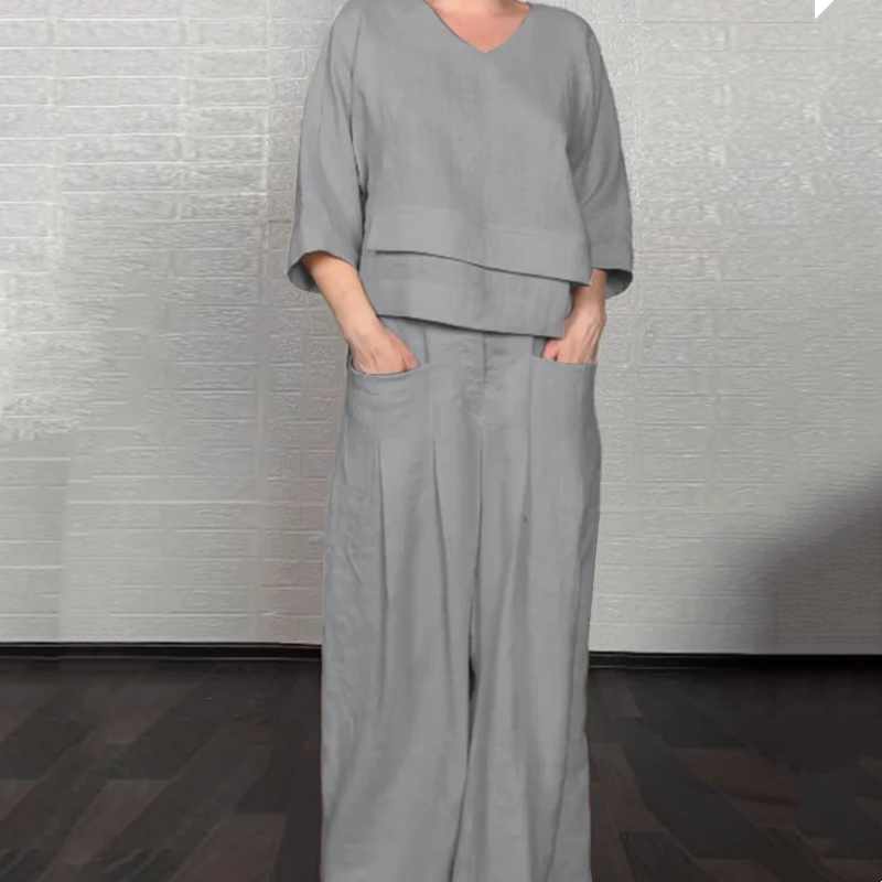 VALENTINA™ – TO-DELS SÆT MED AFSLAPPET PASFORM OG MINIMALISTISK STIL